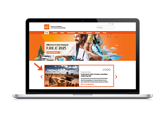 Premium teaser in the exhibitor directory (start page)
