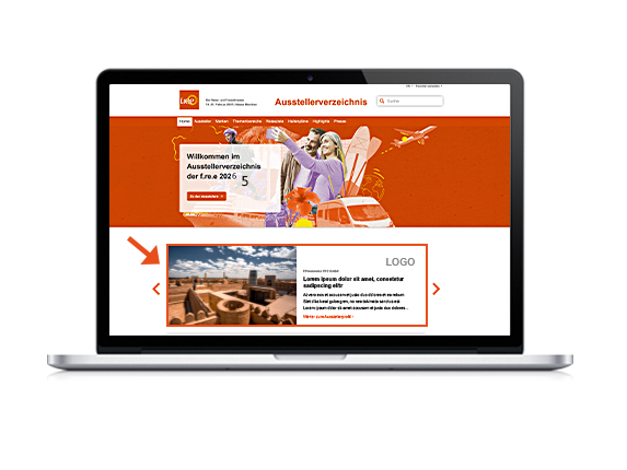 Premium Teaser auf der Startseite im Online-Ausstellerverzeichnis