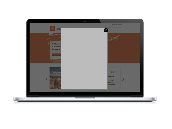 Welcome Interstitial im Online Ausstellerverzeichnis