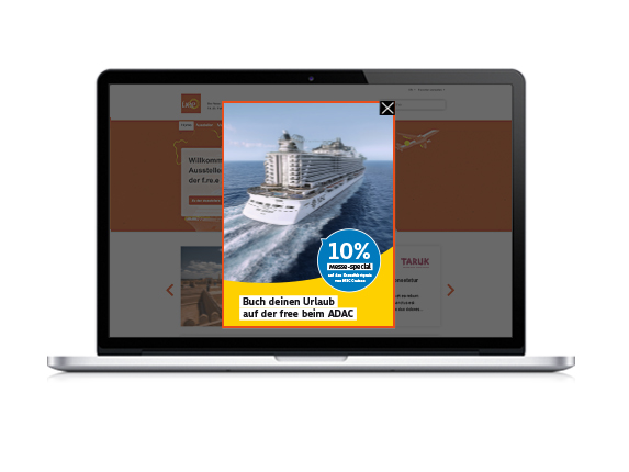 Welcome Interstitial im Online-Ausstellerverzeichnis