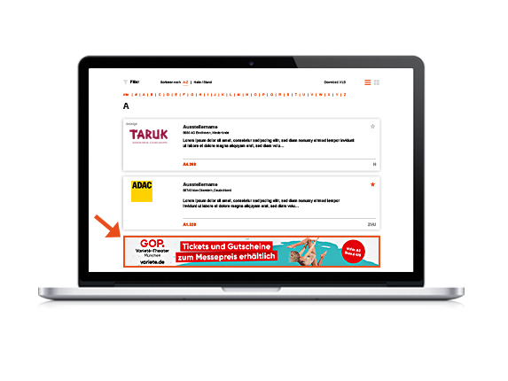 Verzeichnisbanner im Online-Ausstellerverzeichnis